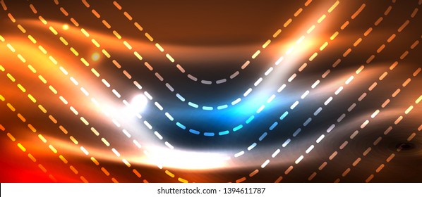Líneas tecno brillantes de neón, plantilla de fondo abstracto de alta tecnología futurista con formas cuadradas, diseño vectorial
