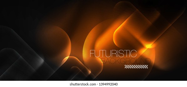 Líneas tecno brillantes de neón, plantilla de fondo abstracto de alta tecnología futurista, vector