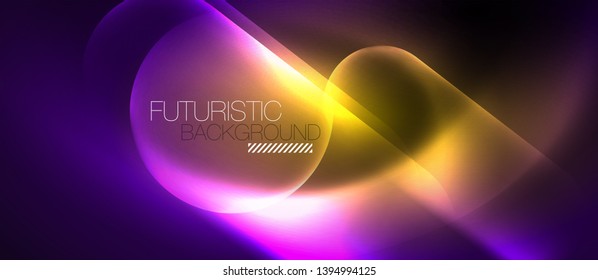 Neon glowing techno lines, hi-tech futuristic abstract background template, vector