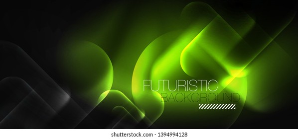 Neon glowing techno lines, hi-tech futuristic abstract background template, vector
