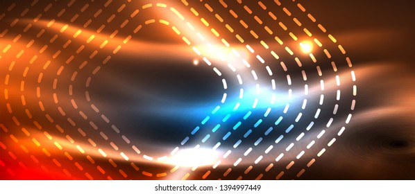 Líneas tecno brillantes de neón, plantilla de fondo abstracto de alta tecnología futurista con formas cuadradas, diseño vectorial