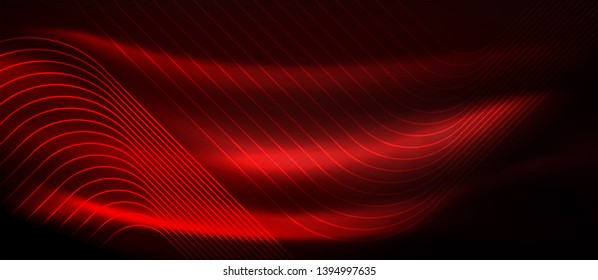 Neon glowing techno lines, hi-tech futuristic abstract background template with square shapes, vector design