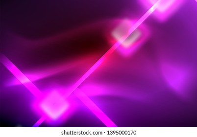 Neon glowing techno lines, hi-tech futuristic abstract background template with square shapes and lines