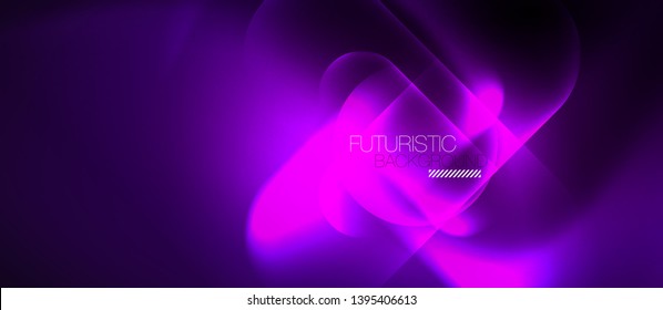 Neon glowing techno lines, hi-tech futuristic abstract background template, vector