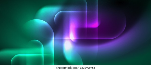 Neon glowing techno lines, hi-tech futuristic abstract background template, vector