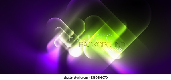 Neon glowing techno lines, hi-tech futuristic abstract background template, vector