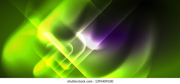 Neon glowing techno lines, hi-tech futuristic abstract background template, vector