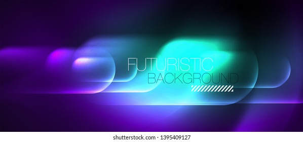 Líneas tecno brillantes de neón, plantilla de fondo abstracto de alta tecnología futurista, vector