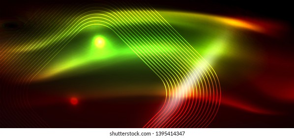 Líneas tecno brillantes de neón, plantilla de fondo abstracto de alta tecnología futurista con formas cuadradas, diseño vectorial