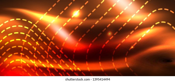 Líneas tecno brillantes de neón, plantilla de fondo abstracto de alta tecnología futurista con formas cuadradas, diseño vectorial
