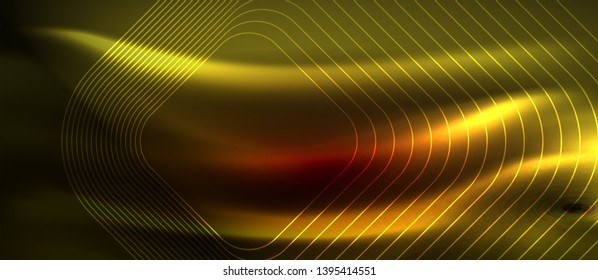 Neon glowing techno lines, hi-tech futuristic abstract background template with square shapes, vector design