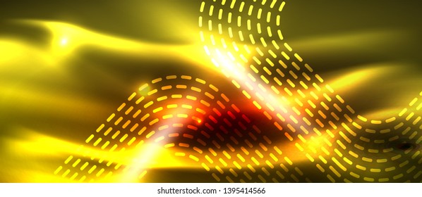 Líneas tecno brillantes de neón, plantilla de fondo abstracto de alta tecnología futurista con formas cuadradas, diseño vectorial