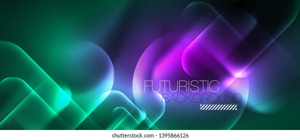 Líneas tecno brillantes de neón, plantilla de fondo abstracto de alta tecnología futurista, vector