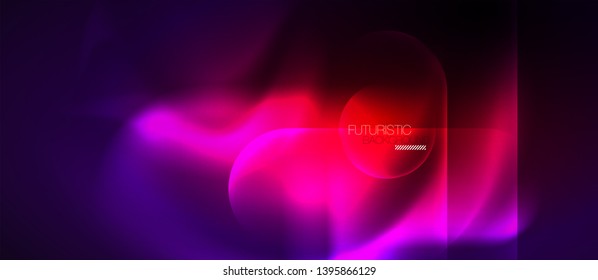 Neon glowing techno lines, hi-tech futuristic abstract background template, vector