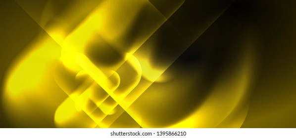 Neon glowing techno lines, hi-tech futuristic abstract background template, vector