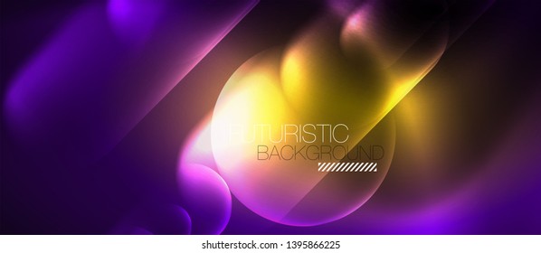 Neon glowing techno lines, hi-tech futuristic abstract background template, vector