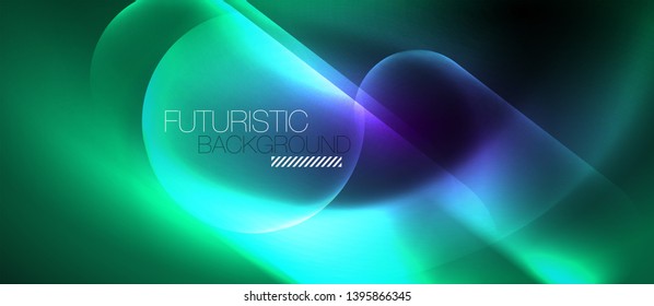 Neon glowing techno lines, hi-tech futuristic abstract background template, vector