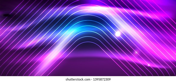 Neon glowing techno lines, hi-tech futuristic abstract background template with square shapes, vector design