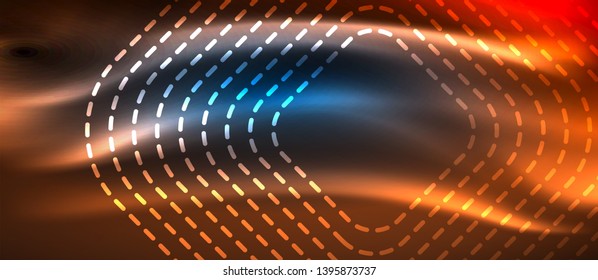 Neon glowing techno lines, hi-tech futuristic abstract background template with square shapes, vector design