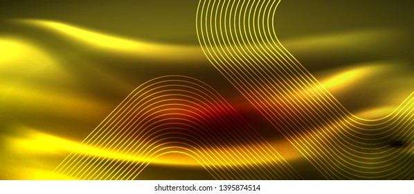 Neon glowing techno lines, hi-tech futuristic abstract background template with square shapes, vector design