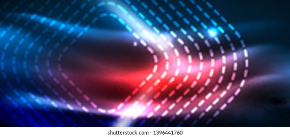 Neon glowing techno lines, hi-tech futuristic abstract background template with square shapes, vector design