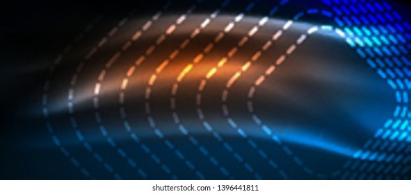 Neon glowing techno lines, hi-tech futuristic abstract background template with square shapes, vector design