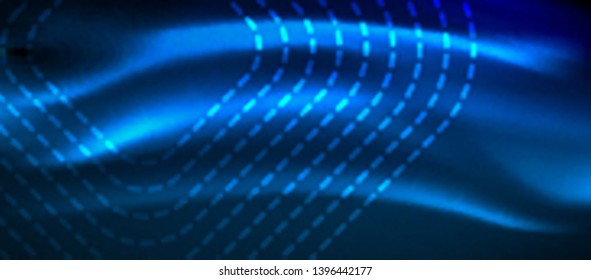 Líneas tecno brillantes de neón, plantilla de fondo abstracto de alta tecnología futurista con formas cuadradas, diseño vectorial