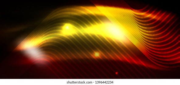 Neon glowing techno lines, hi-tech futuristic abstract background template with square shapes, vector design