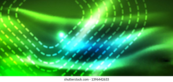 Neon glowing techno lines, hi-tech futuristic abstract background template with square shapes, vector design