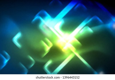 Neonleuchtende Techno-Linien, futuristisch abstrakte High-Tech-Hintergrundvorlage mit quadratischen Formen und Linien