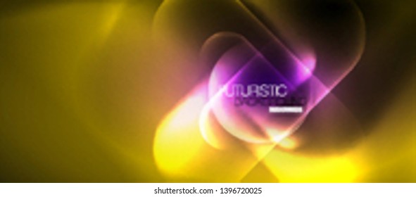 Líneas tecno brillantes de neón, plantilla de fondo abstracto de alta tecnología futurista, vector