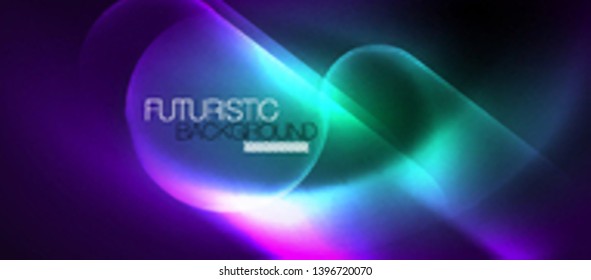 Neon glowing techno lines, hi-tech futuristic abstract background template, vector