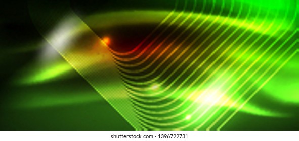 Neon glowing techno lines, hi-tech futuristic abstract background template with square shapes, vector design