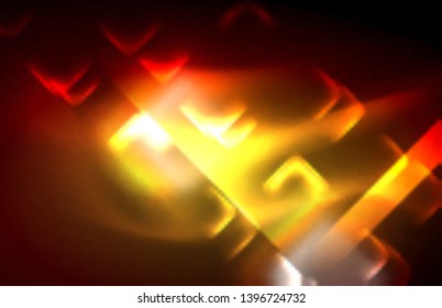 Neon glowing techno lines, hi-tech futuristic abstract background template with square shapes and lines
