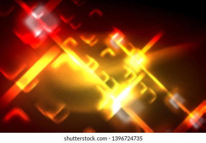 Neon glowing techno lines, hi-tech futuristic abstract background template with square shapes and lines