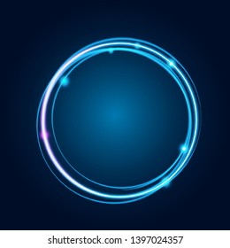 Neon glowing techno lines, hi-tech futuristic abstract background template with square shapes