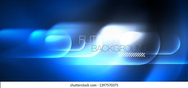 Neon glowing techno lines, hi-tech futuristic abstract background template, vector