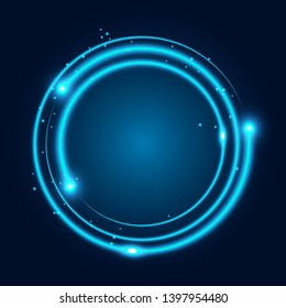 Neon glowing techno lines, hi-tech futuristic abstract background template with square shapes