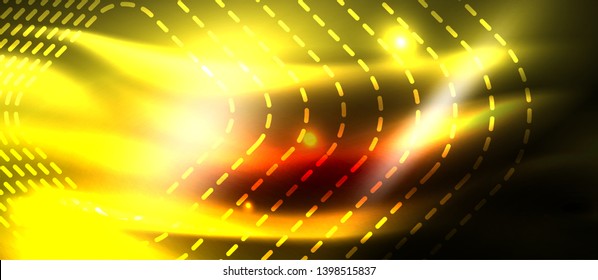 Líneas tecno brillantes de neón, plantilla de fondo abstracto de alta tecnología futurista con formas cuadradas, diseño vectorial