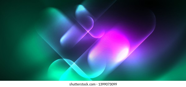 Neon glowing techno lines, hi-tech futuristic abstract background template, vector