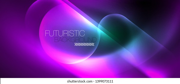 Neon glowing techno lines, hi-tech futuristic abstract background template, vector