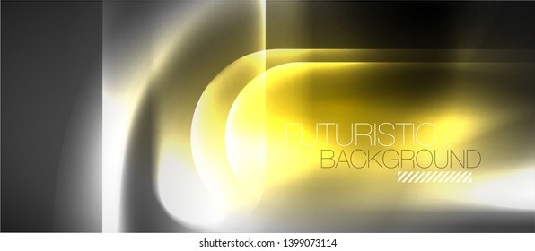 Neon glowing techno lines, hi-tech futuristic abstract background template, vector