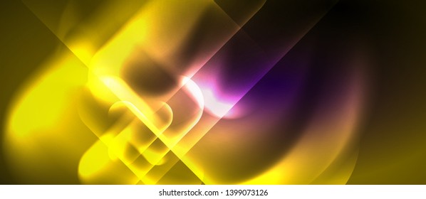 Neon glowing techno lines, hi-tech futuristic abstract background template, vector