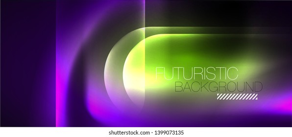 Líneas tecno brillantes de neón, plantilla de fondo abstracto de alta tecnología futurista, vector