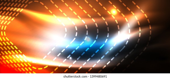 Neonleuchtende Techno-Linien, futuristisch abstrakte High-Tech-Hintergrundvorlage mit quadratischen Formen, Vektordesign