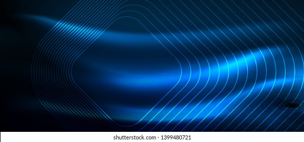 Líneas tecno brillantes de neón, plantilla de fondo abstracto de alta tecnología futurista con formas cuadradas, diseño vectorial