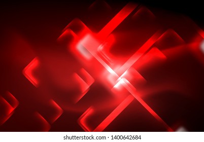 Neonleuchtende Techno-Linien, futuristisch abstrakte High-Tech-Hintergrundvorlage mit quadratischen Formen und Linien
