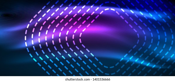 Neon glowing techno lines, hi-tech futuristic abstract background template with square shapes, vector design