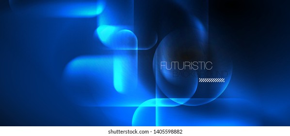 Neon glowing techno lines, hi-tech futuristic abstract background template, vector