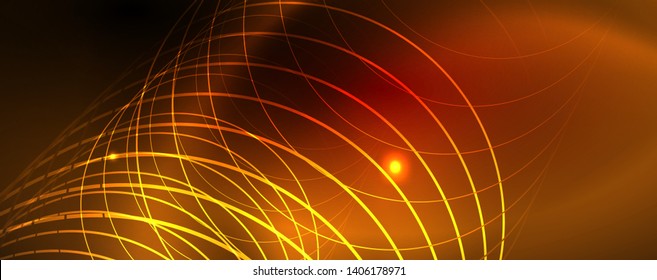 Neon glowing techno lines, hi-tech futuristic abstract background template